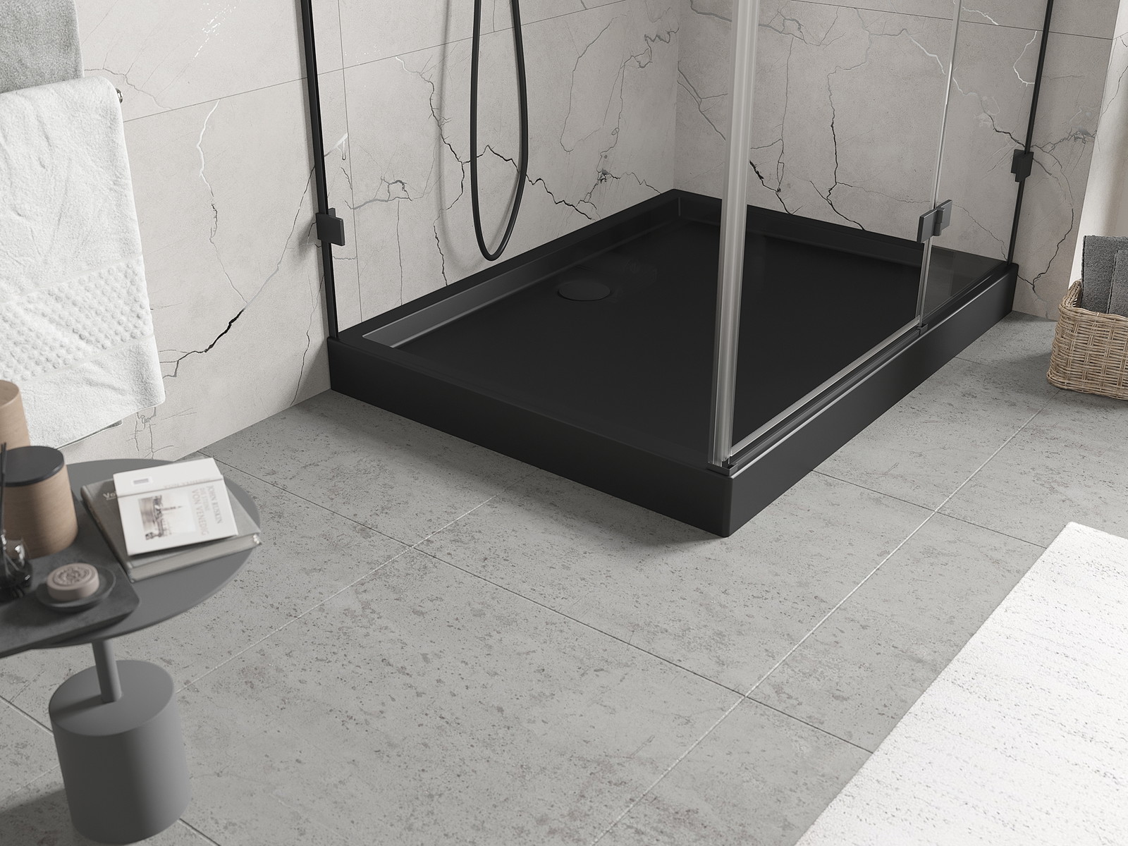 Mexen Flow+ brodzik prostokątny 70 x 80 cm, czarny mat - 46R707080H